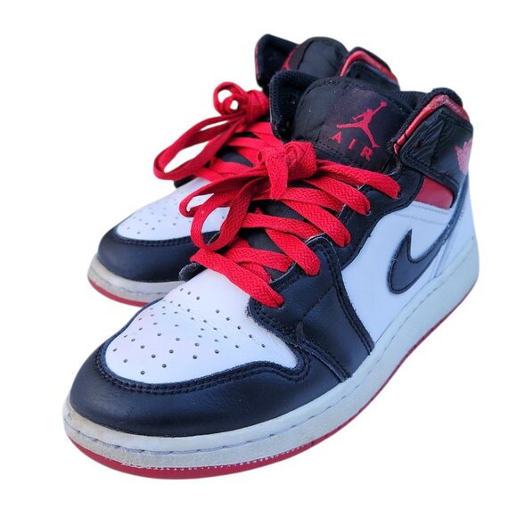 Air Jordan 1 Mid Gym Red Black Toe GS DQ8423-106 Sneakers Shoes 4Y - Picture 4 of 10